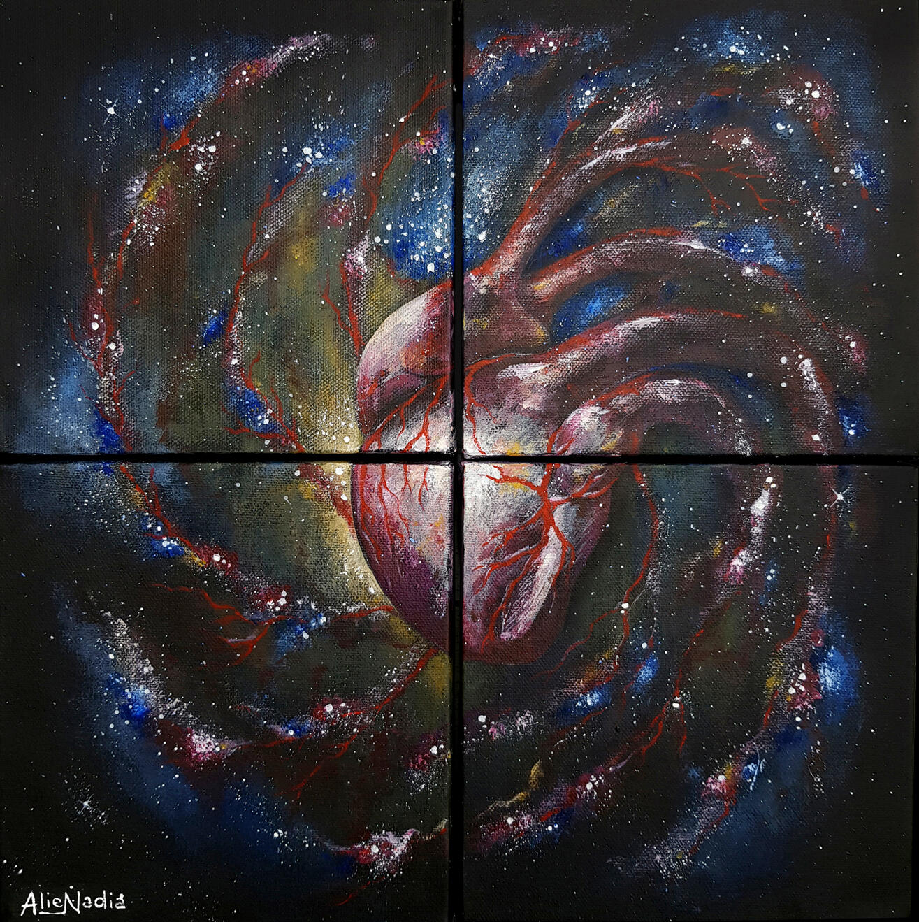 Alienadia. Scattered krd00, krd01, krd10, krd11. Broken Heart. AlieNadia. Acrilico su quadrittico. 20x20 cm Area 40x40 cm. 2021. Alienadia. Scattered krd00, krd01, krd10, krd11. Broken Heart. AlieNadia. Acrilico su quadrittico. 20x20 cm Area 40x40 cm. 2021.